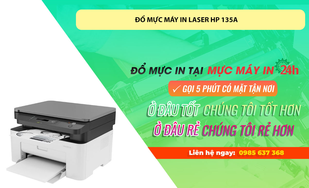 Đổ mực máy in laser HP 135A tại Hà Nội - Bảo hành tận nơi