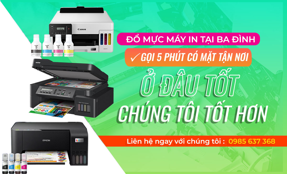 Đổ mực máy in tại Ba Đình - Gọi có mặt sau 5 phút