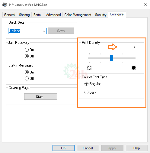 Chỉnh độ đậm nhạt trên máy in HP M404DN