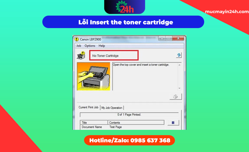 Lỗi Insert the toner cartridge