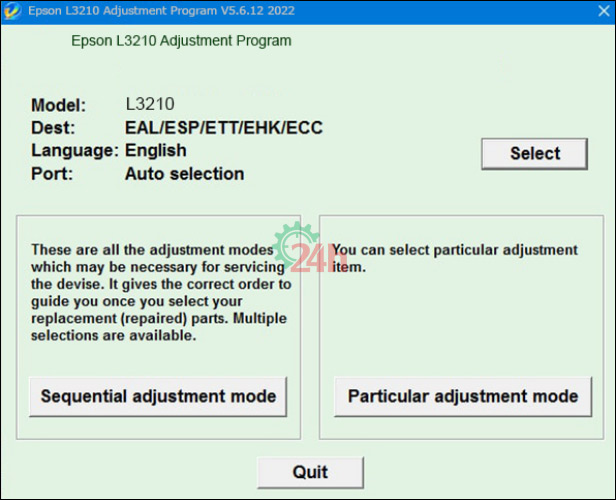 Chọn Accept > Particular adjustment mode