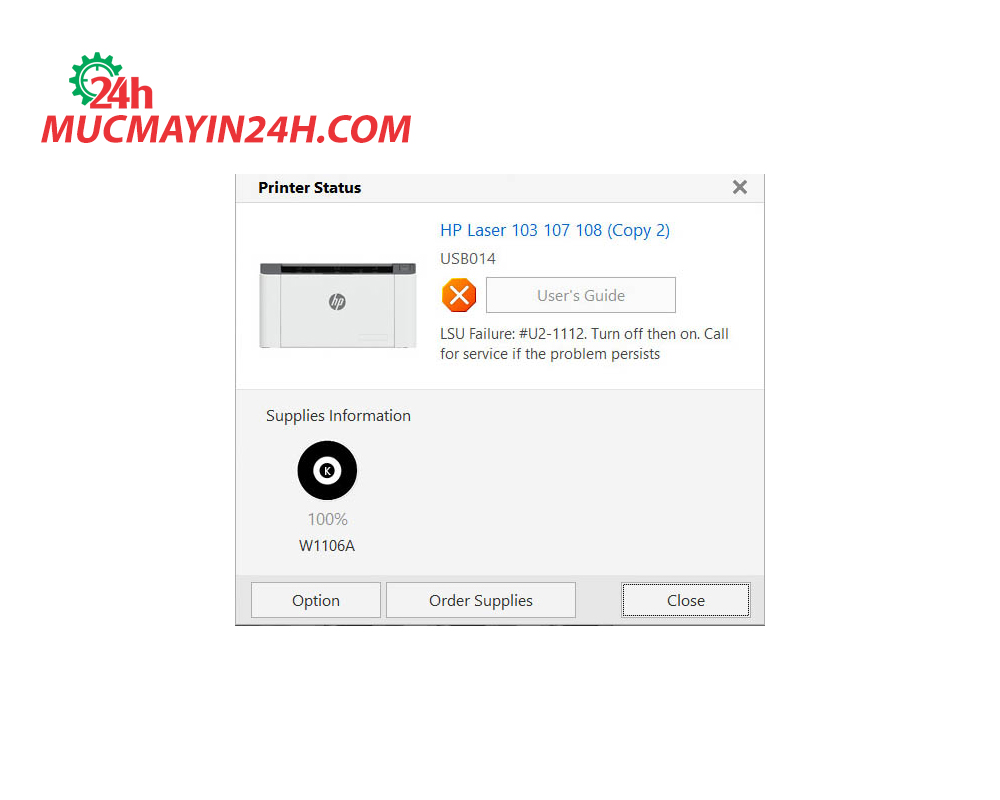 Cách Khắc Phục Lỗi LSU Failure #U2-1112 Trên Máy In HP 107W