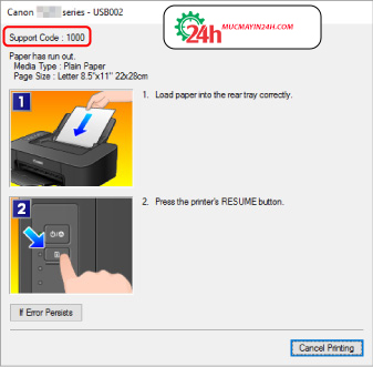 Hướng dẫn cách nhận biết các lỗi thường gặp của máy in Canon : TS200 series
