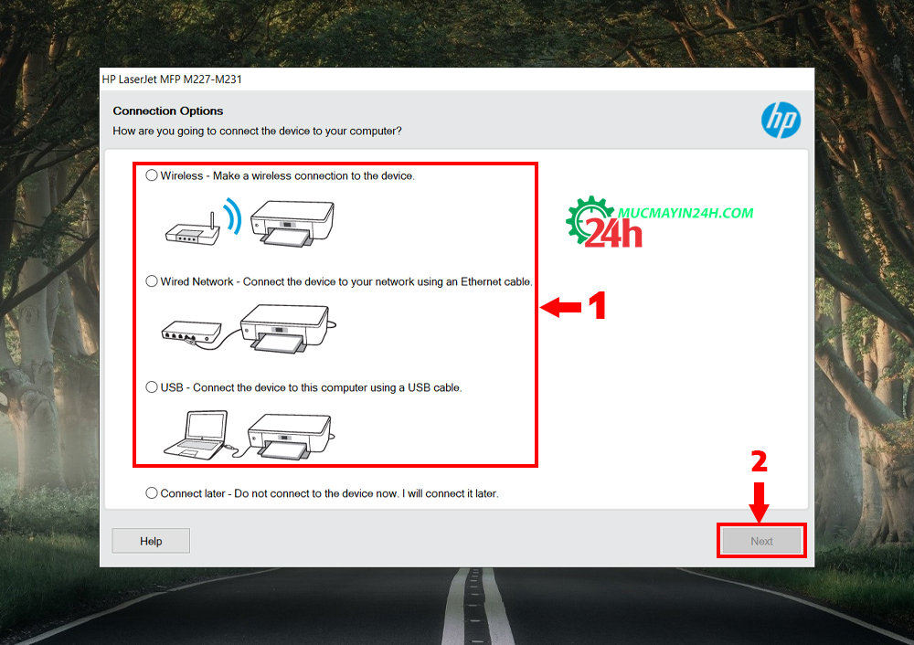 Cài đặt driver cho máy in HP LaserJet Pro MFP M227fdw A-Z