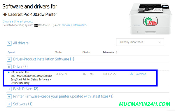 Hướng dẫn chi tiết tải driver máy in HP LaserJet Pro 4003Dw